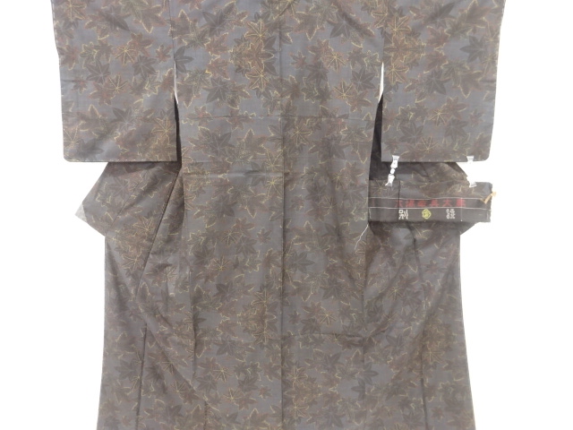 未使用品　楓模様織り出し本場泥大島紬着物(5マルキ)